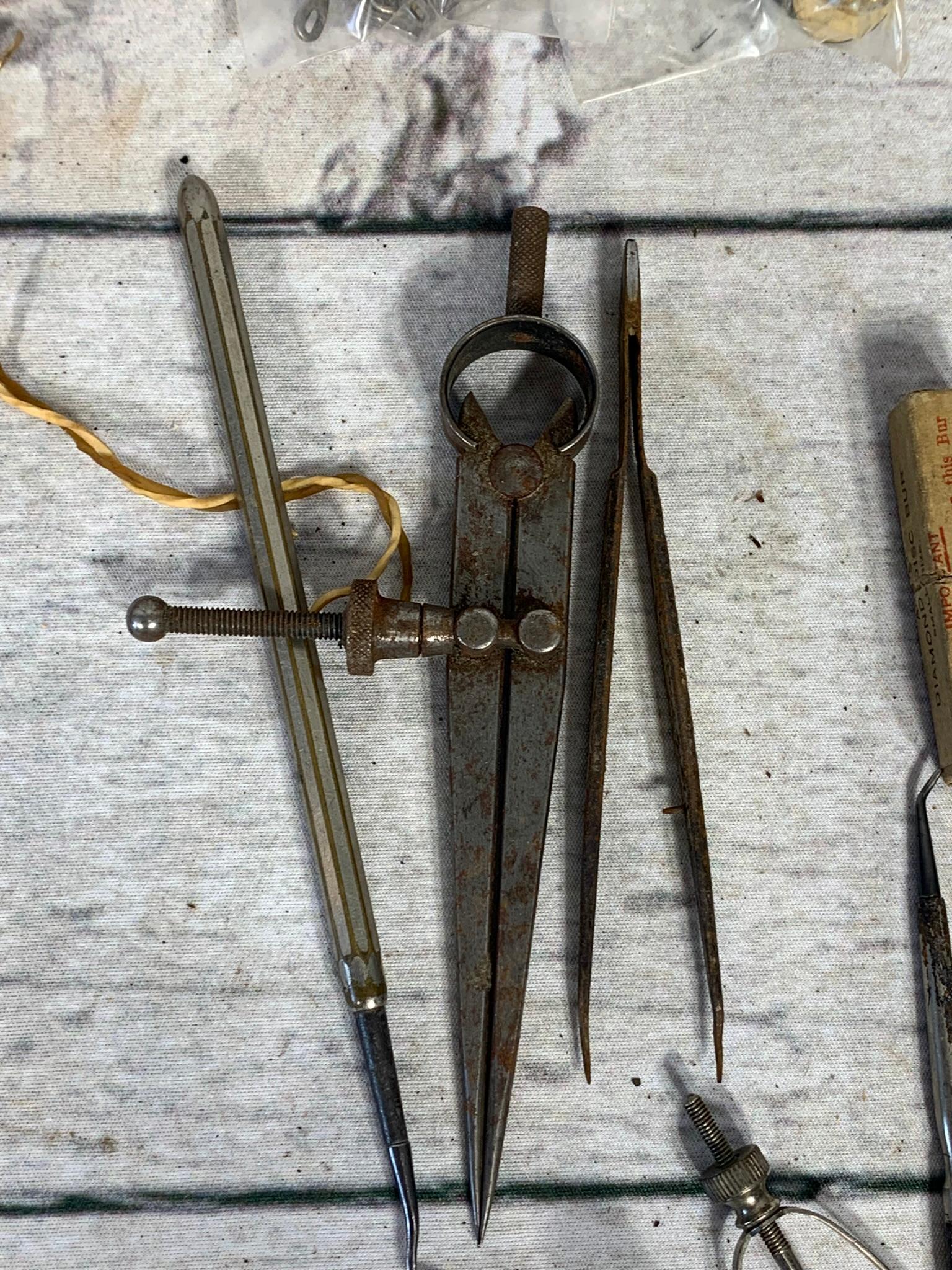 Group of Antique Dental Tools, Color Guides, Dentures and More