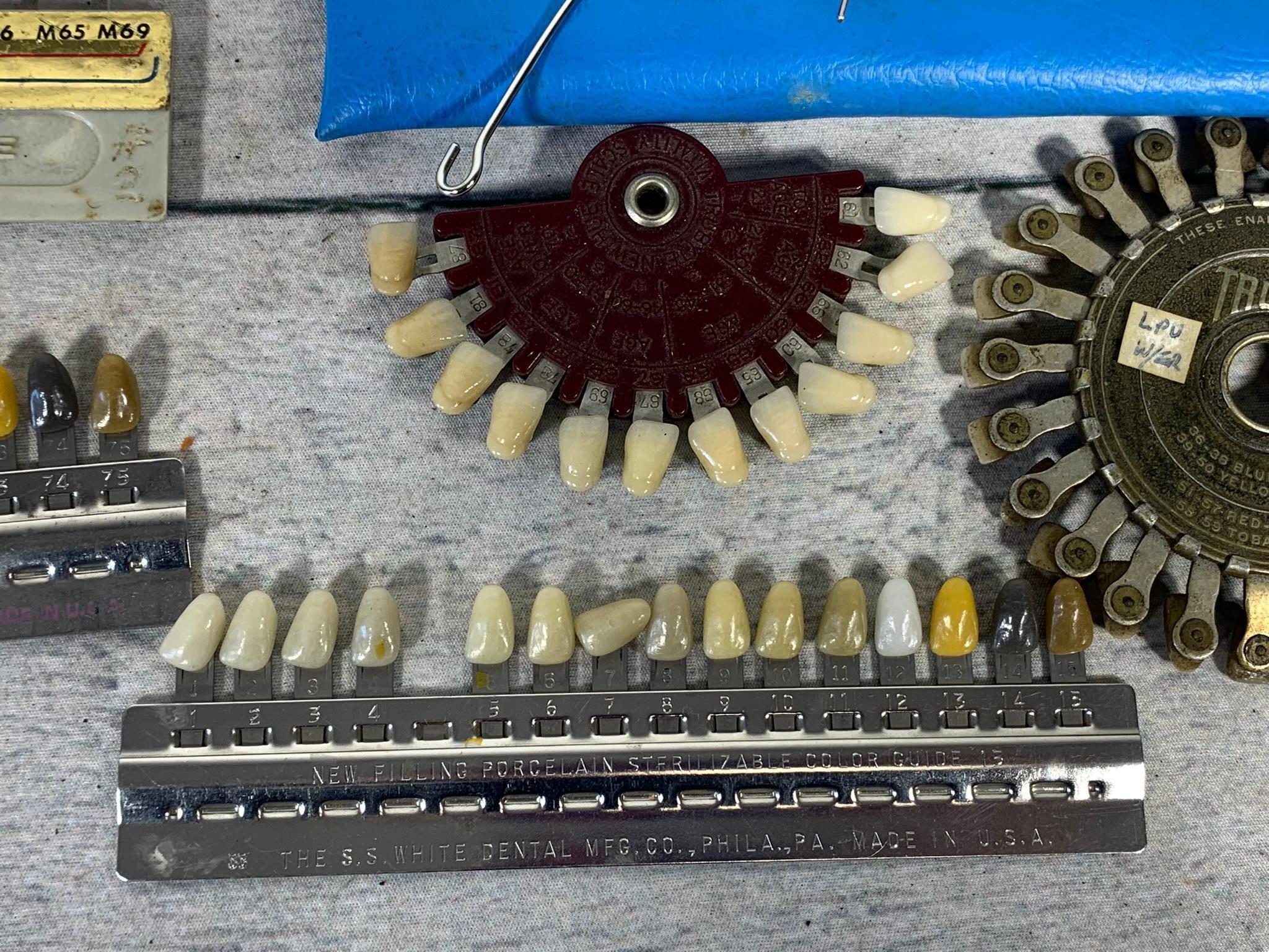 Group of Antique Dental Tools, Color Guides, Dentures and More