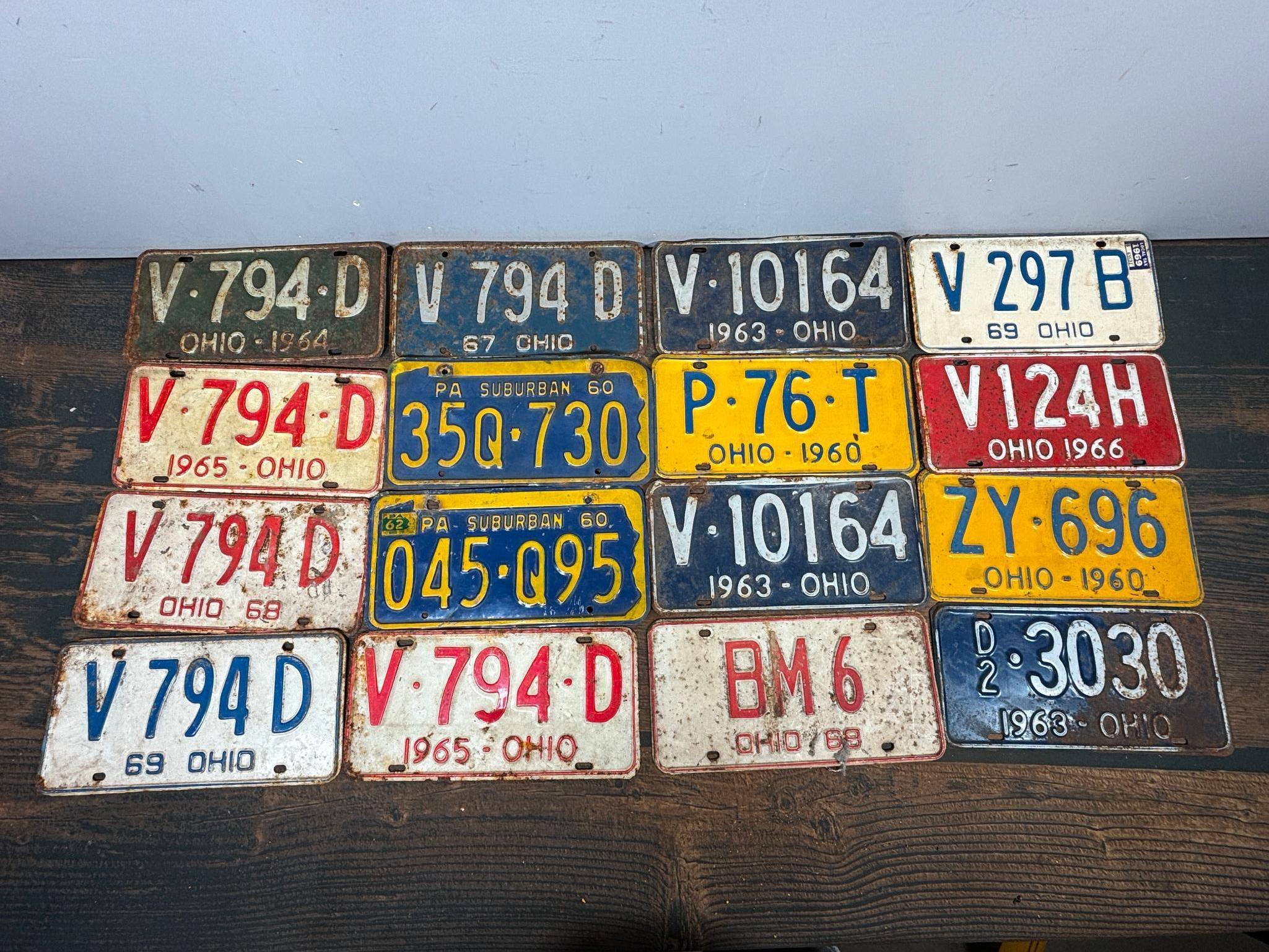Group of Fifty-Five Vintage License Plates