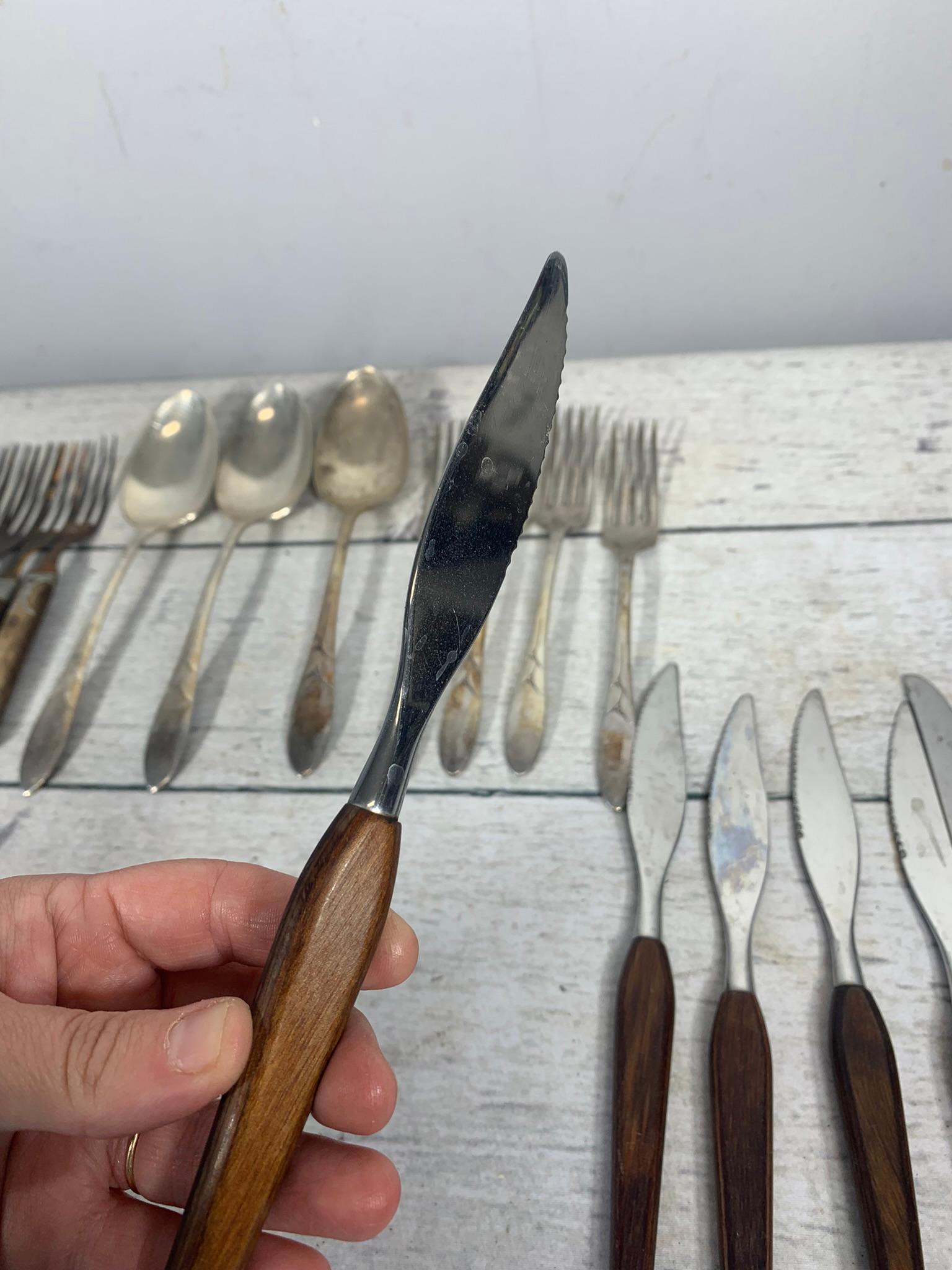 Group of Antique Flatware and Group of Antique Tins