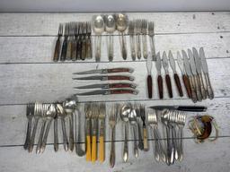 Group of Antique Flatware and Group of Antique Tins