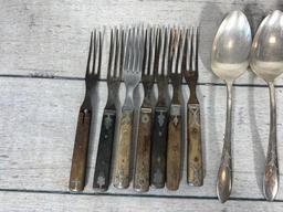 Group of Antique Flatware and Group of Antique Tins