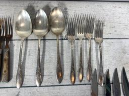 Group of Antique Flatware and Group of Antique Tins