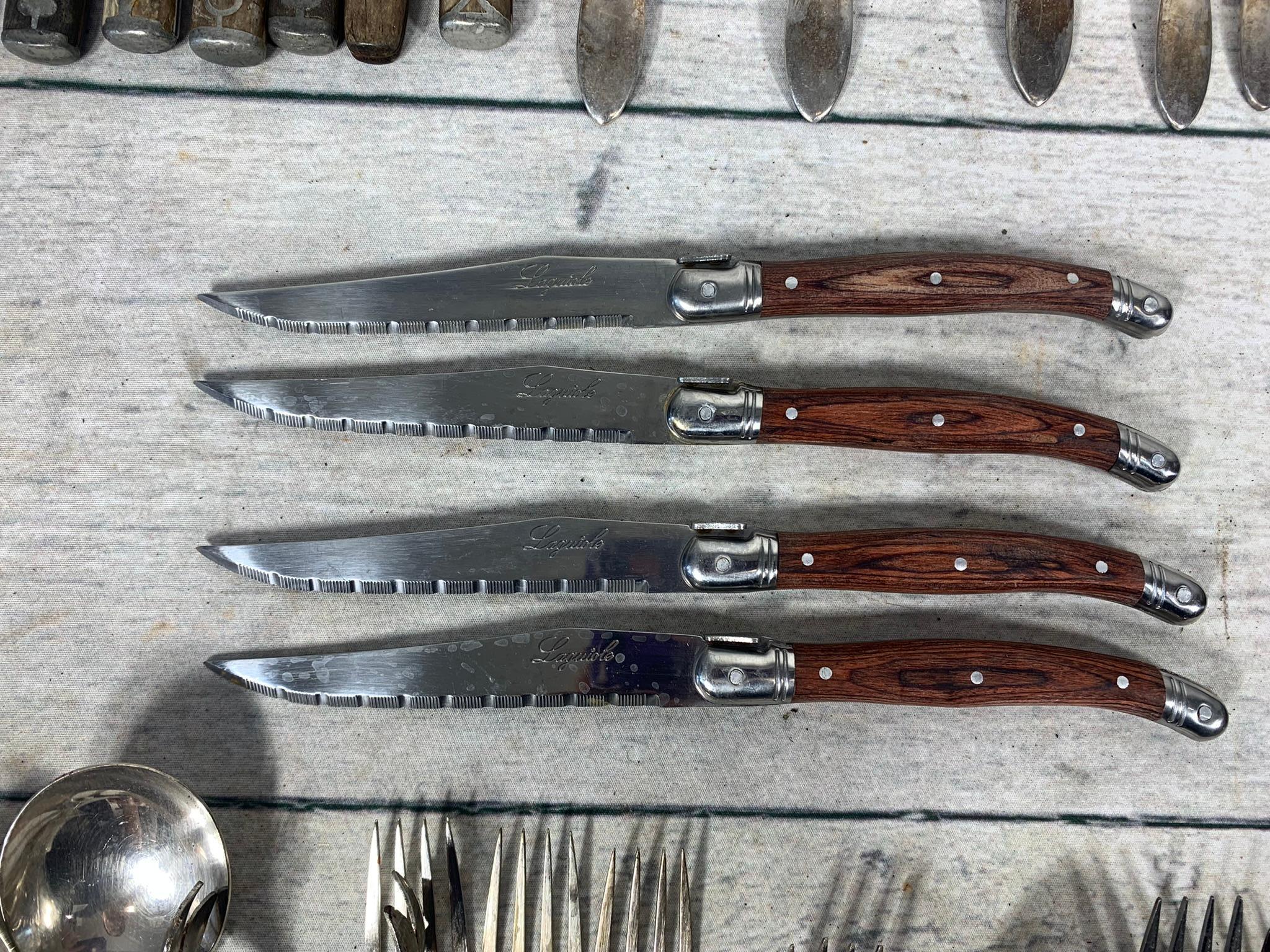 Group of Antique Flatware and Group of Antique Tins