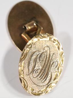 Pair of 10k Gold Victorian Cufflinks Engraved 6.50 grams