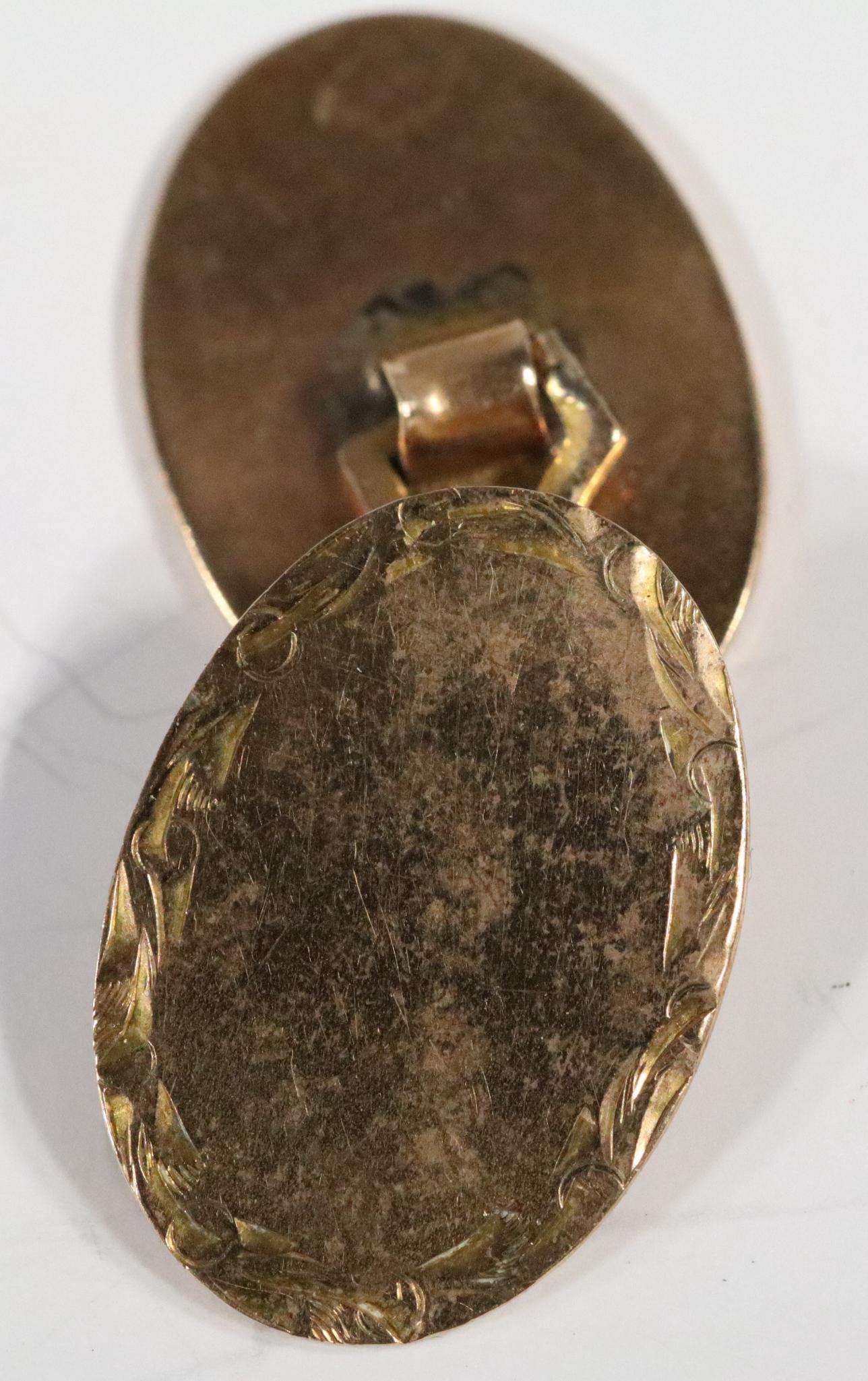 Pair of 10k Gold Victorian Cufflinks Engraved 6.50 grams