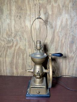 Antique Coffee Grinder Turned Into Lamp