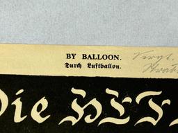 WWI British Propaganda Leaflet Dropped by Balloon on German Troops