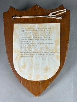 WWI Relic Plaque Sent From France to a V.A.D. Commandant in England 1916