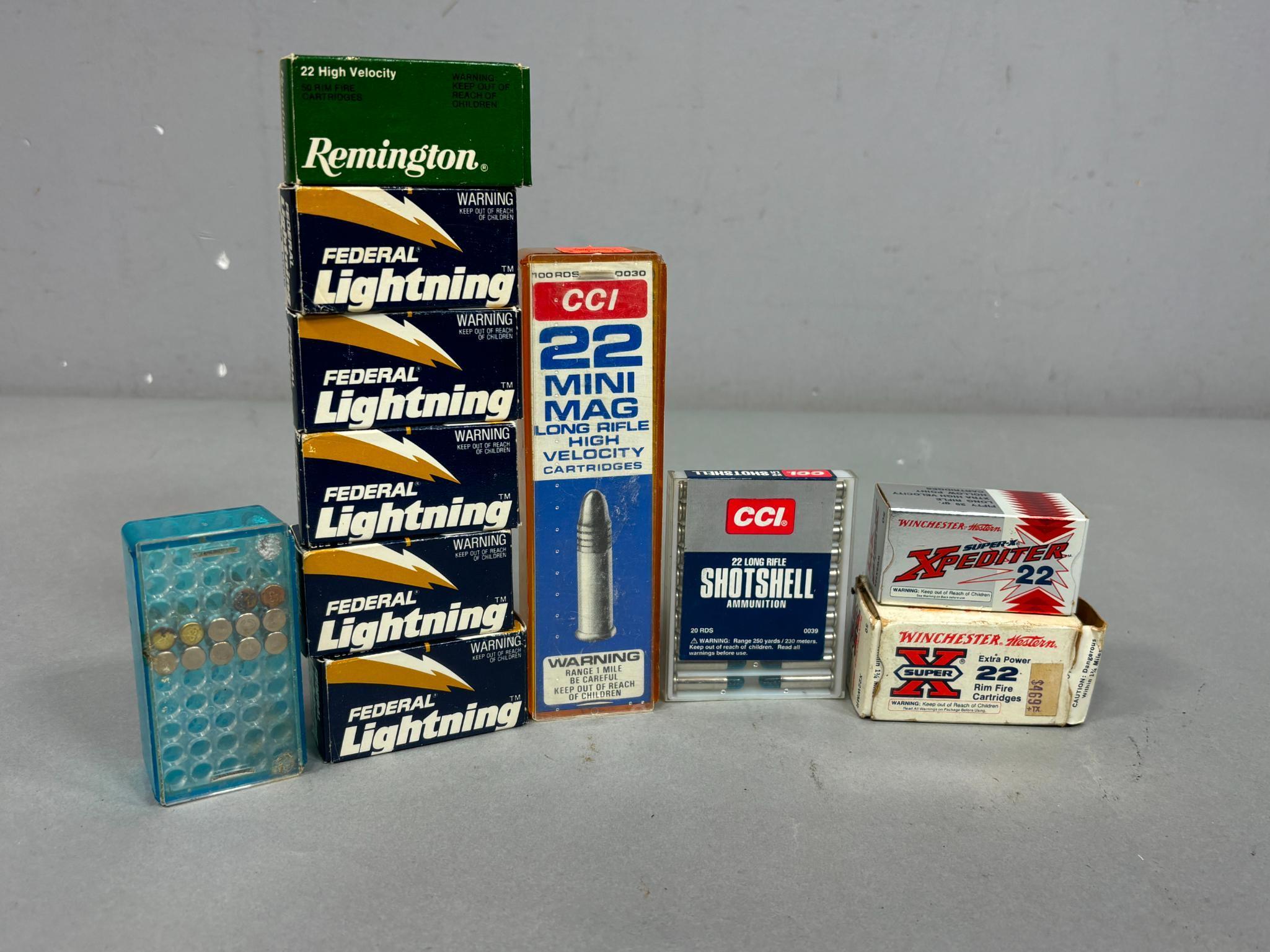 Group lot of Ammunition 22 LR, Mini Mag, Shot Shell, and more