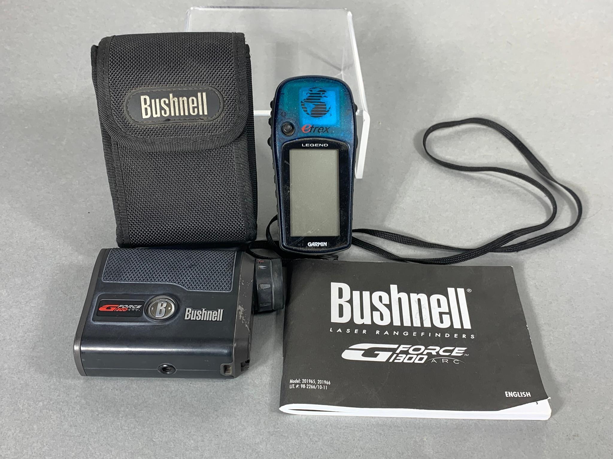 Garmin Legend GPS Plus Bushnell GForce 1300 Rangefinder for Shooting