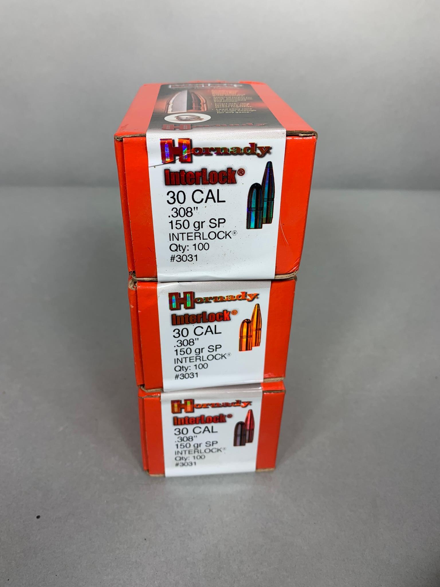 Four Full Boxes, One Opened 30 Cal Bullets for Reloading