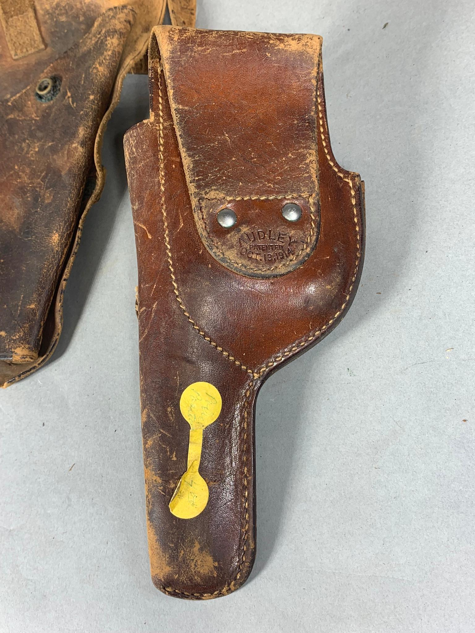 Group Lot Early Western Holsters Tooled Leather Some Signed
