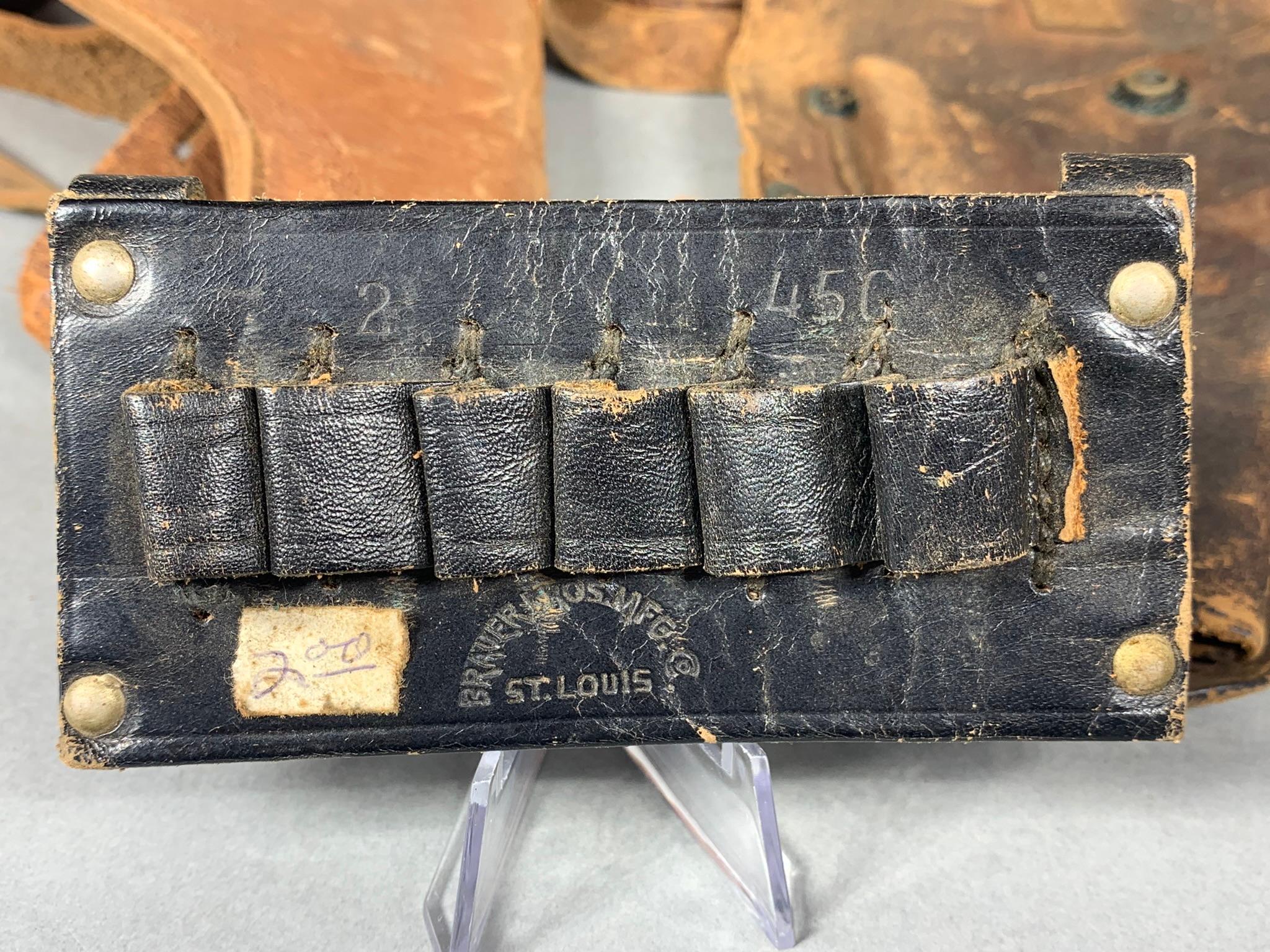 Group Lot Early Western Holsters Tooled Leather Some Signed