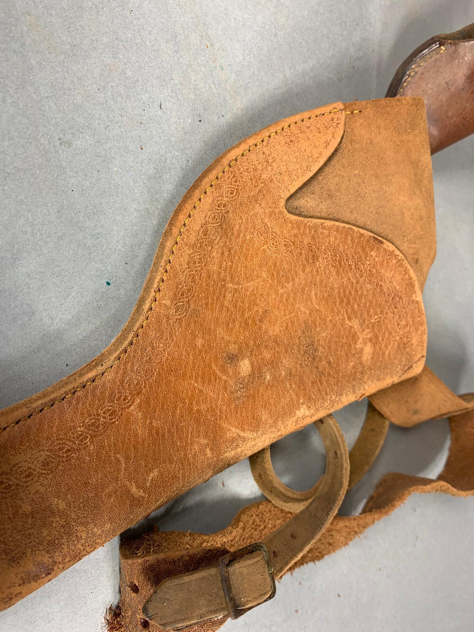 Group Lot Early Western Holsters Tooled Leather Some Signed