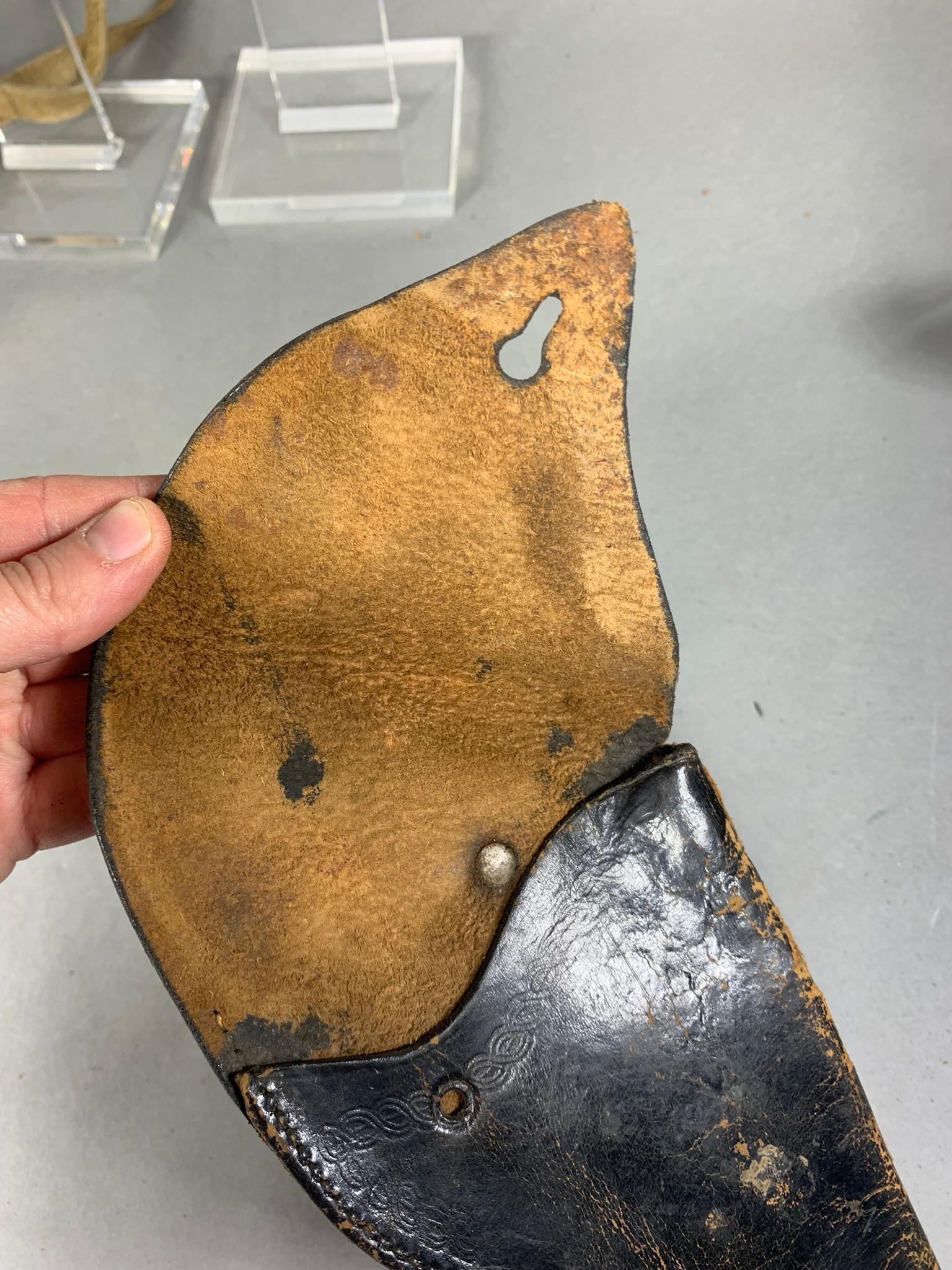 Group Lot Early Western Holsters Tooled Leather Some Signed