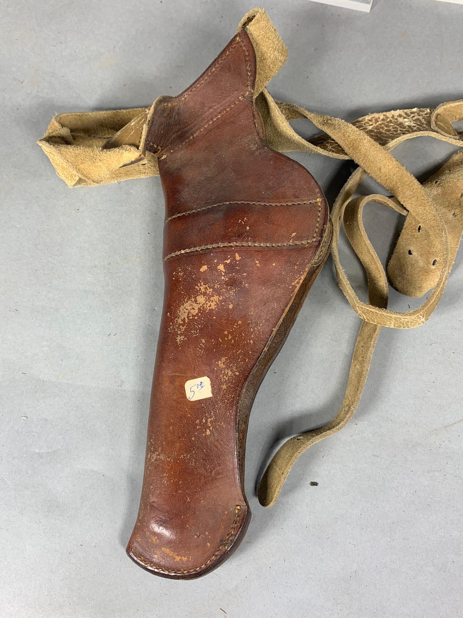 Group Lot Early Western Holsters Tooled Leather Some Signed