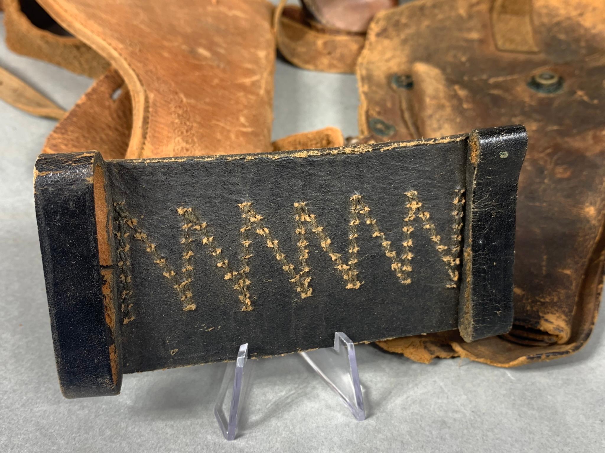 Group Lot Early Western Holsters Tooled Leather Some Signed