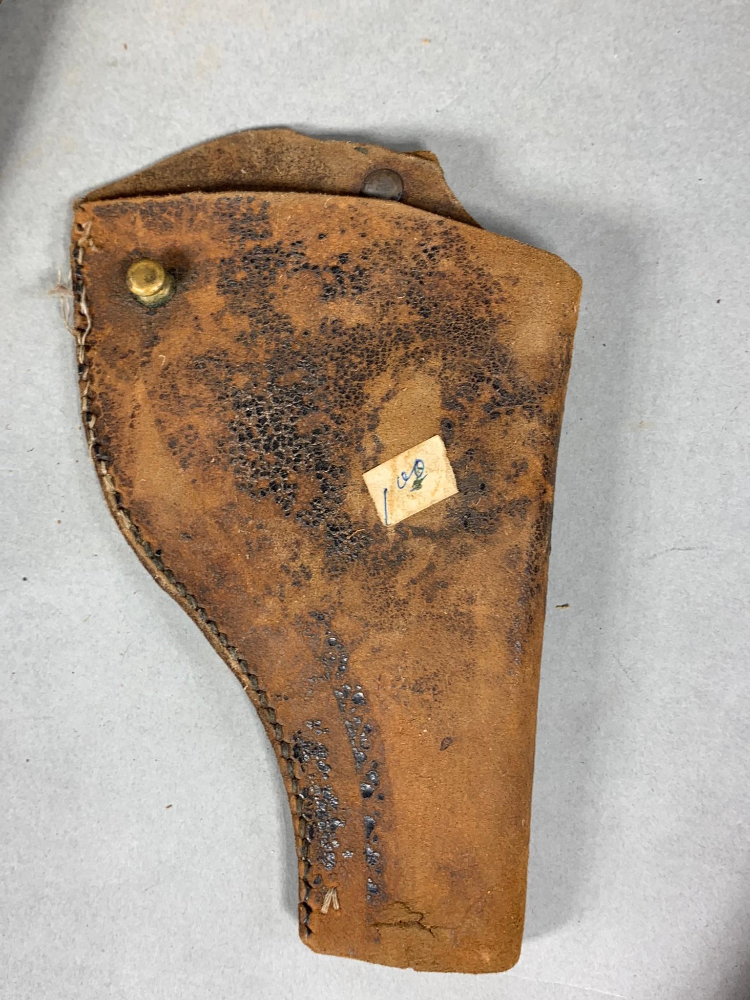Group Lot Early Western Holsters Tooled Leather Some Signed