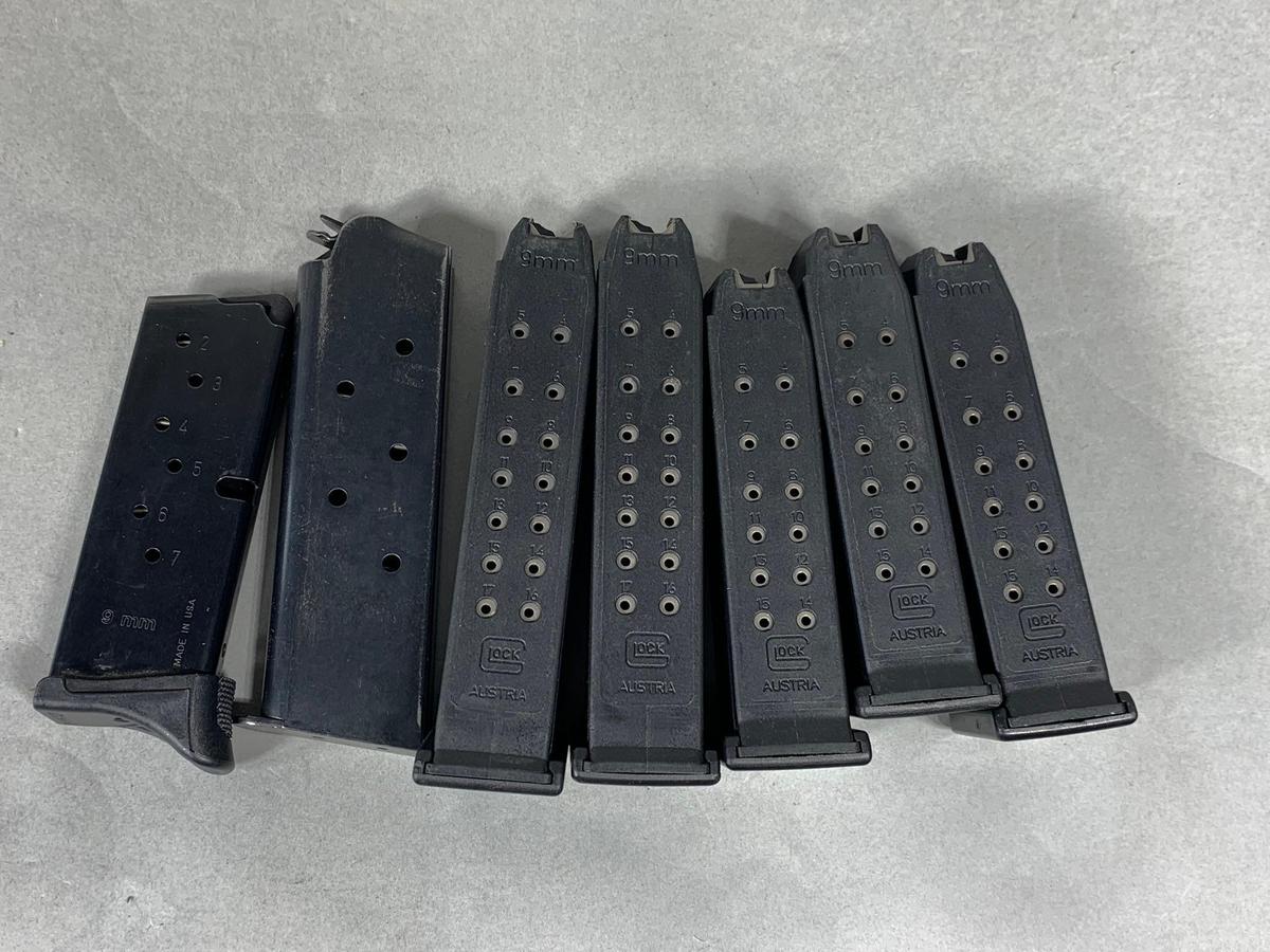Group Lot of Pistol Magazines Mostly Glock 9mm
