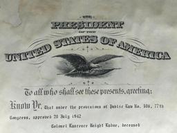 Korean War Colonel Laurence K. Ladue Posthumous Certificate of Promotion to Brigadier General