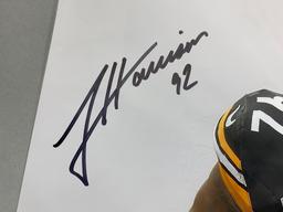 James Harrison, Willis McGahee color signed 16x20s, both JSA
