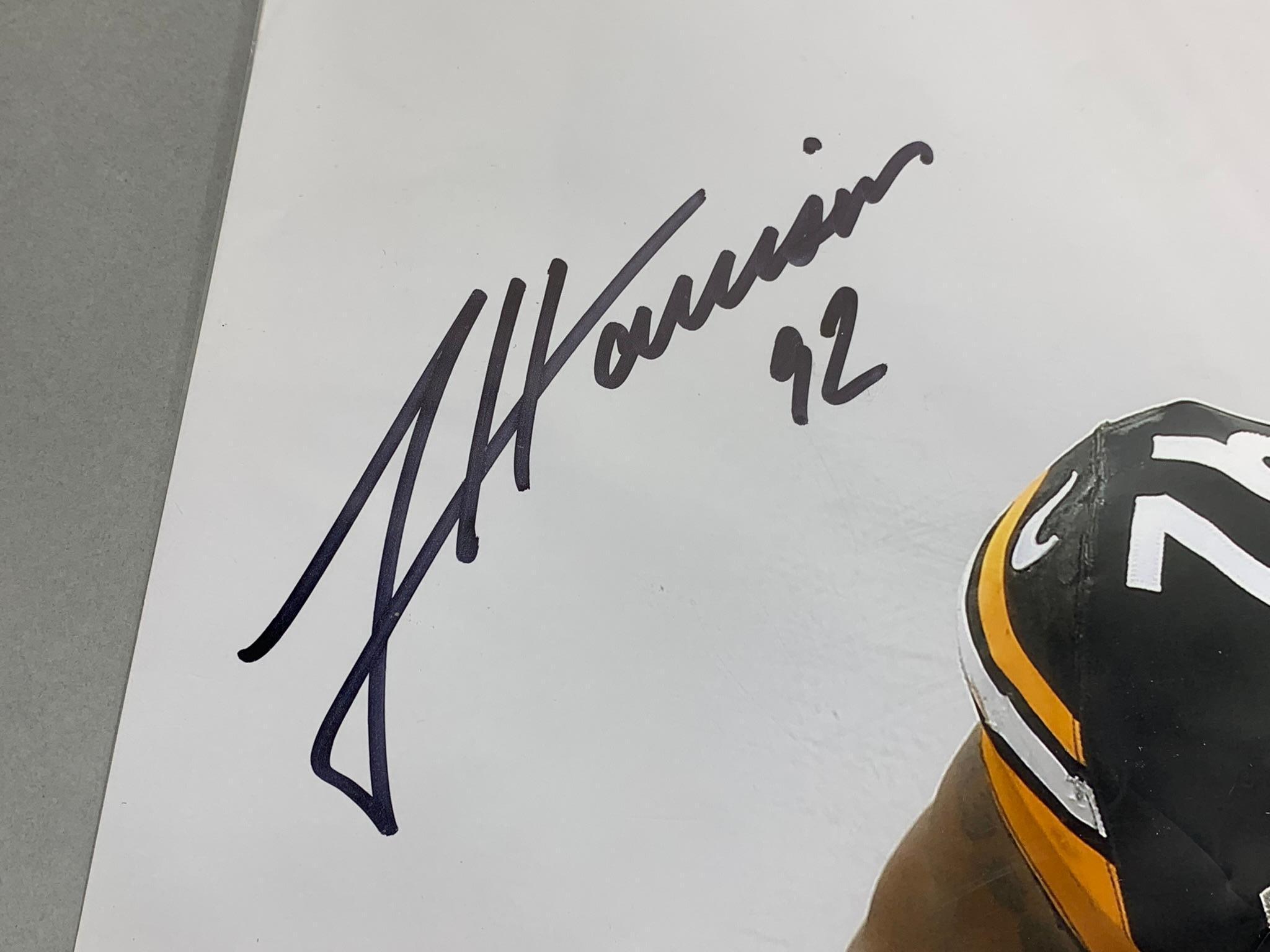 James Harrison, Willis McGahee color signed 16x20s, both JSA