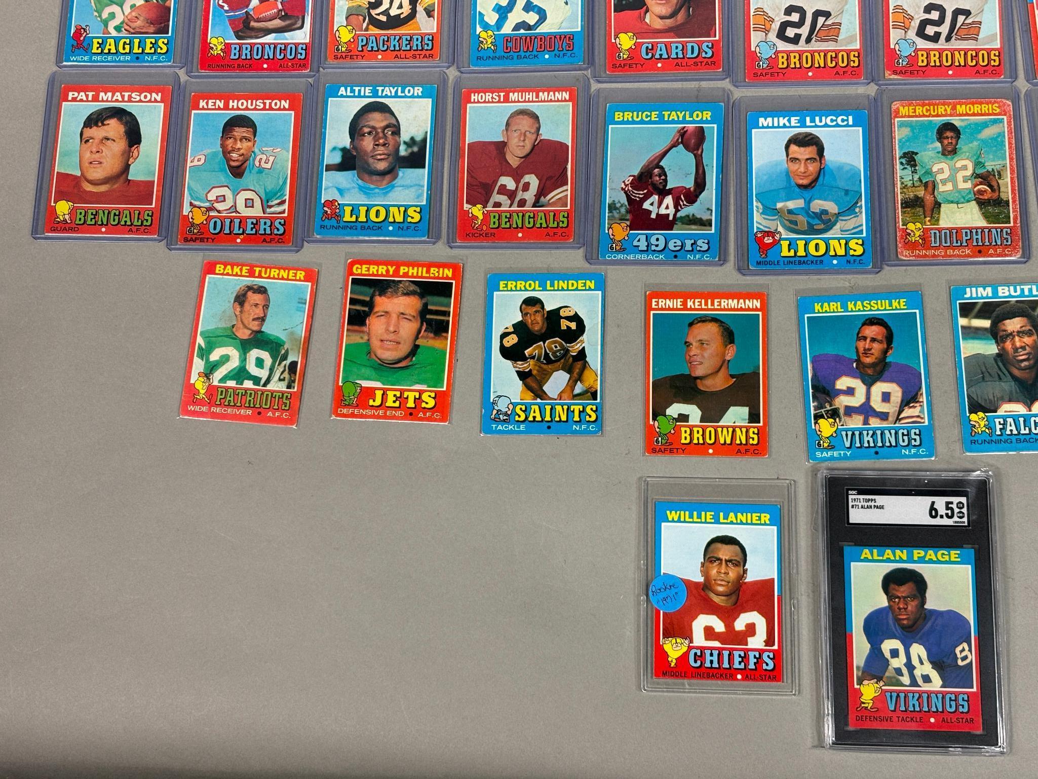 Group of 39 1971 Topps Football Cards Featuring Graded Alan Page