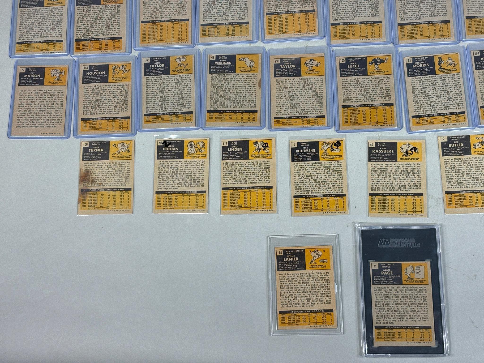 Group of 39 1971 Topps Football Cards Featuring Graded Alan Page