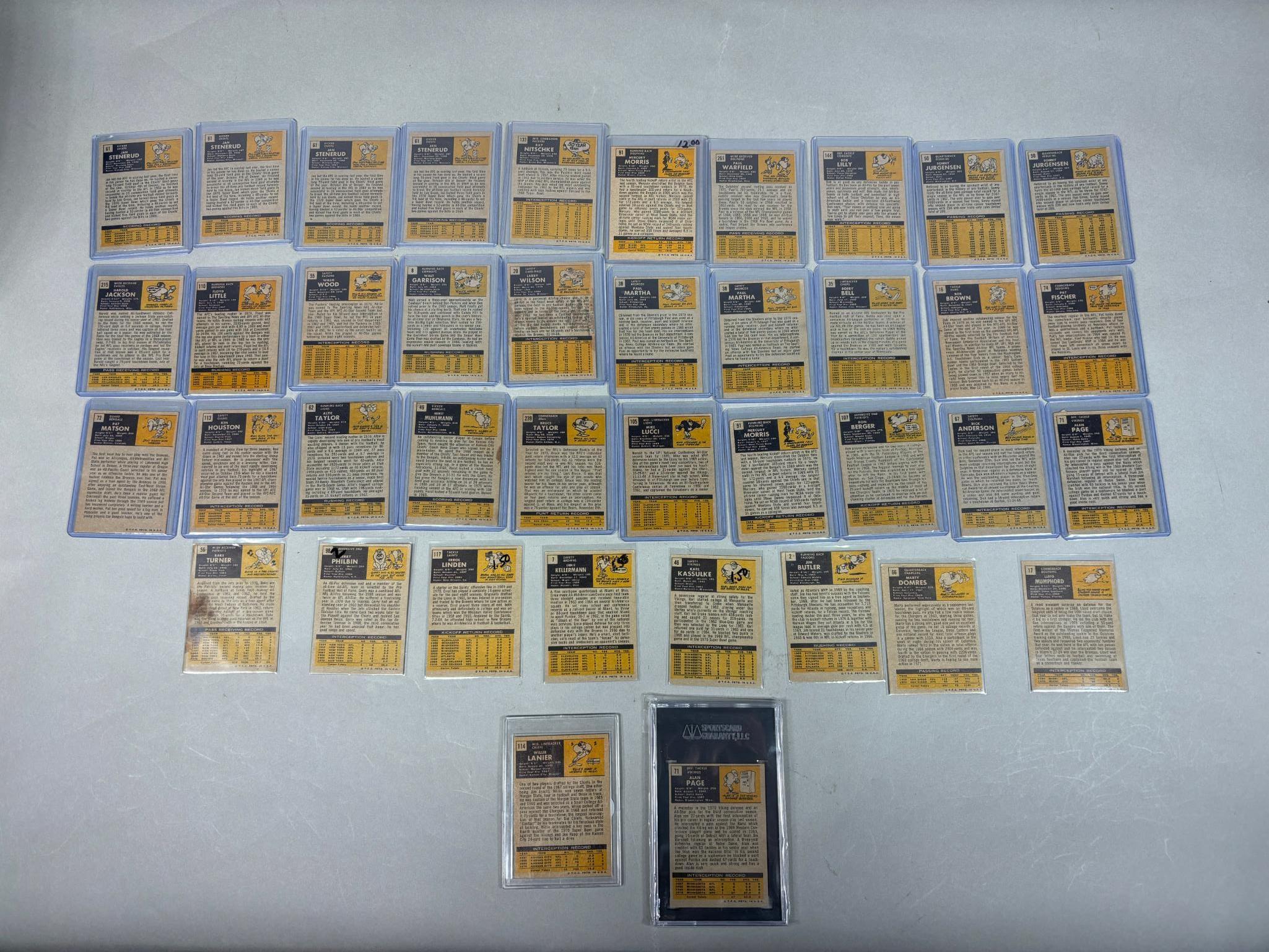 Group of 39 1971 Topps Football Cards Featuring Graded Alan Page