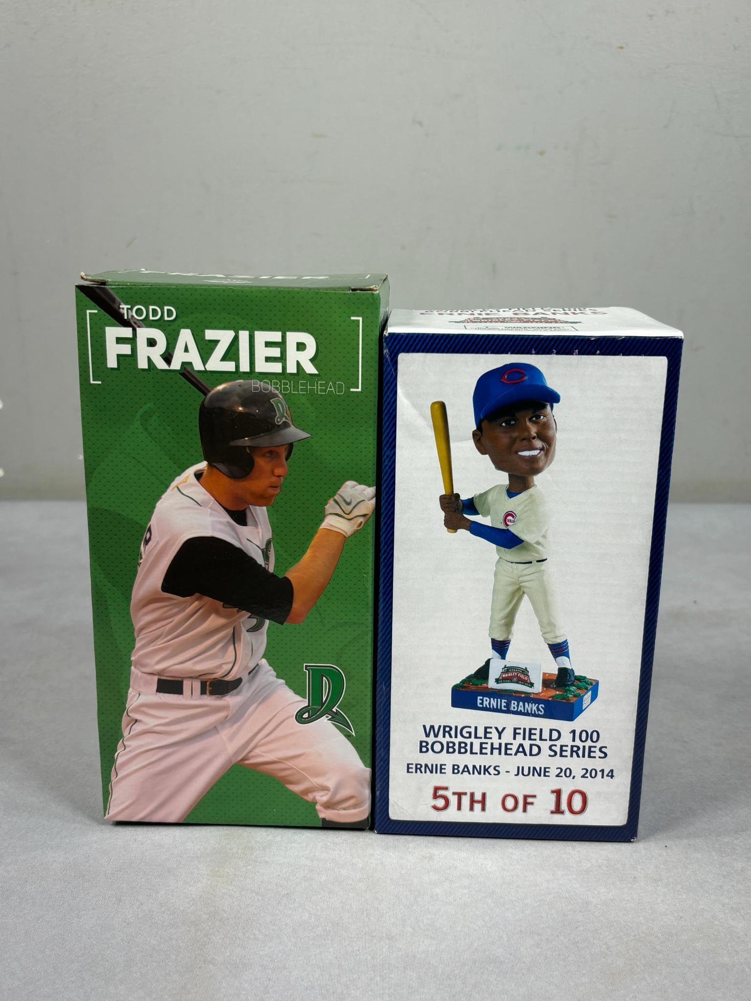 Group of Vintage Bobbleheads and Figures Veeck, Dunn, Owens, Frazier, and Banks