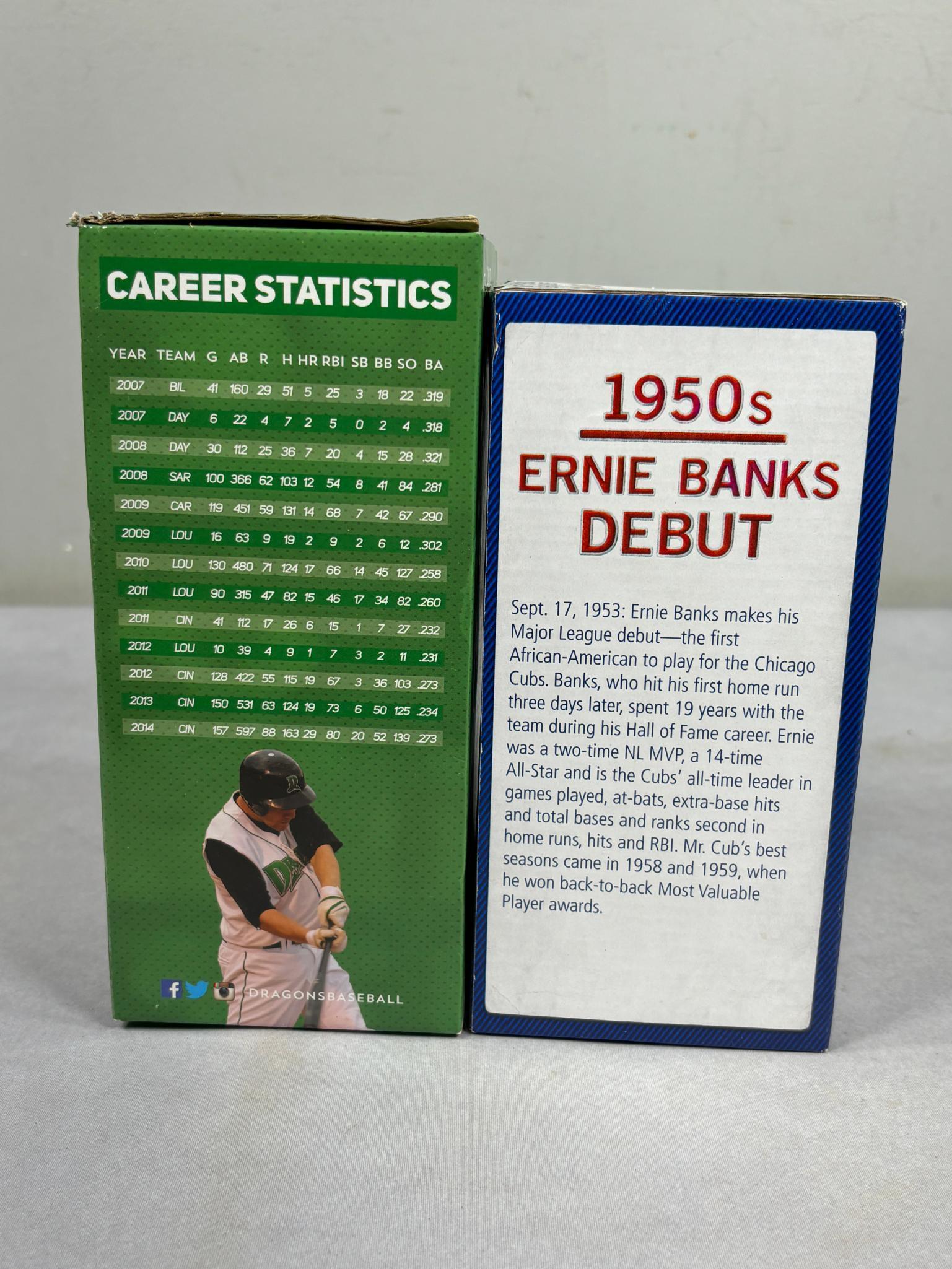 Group of Vintage Bobbleheads and Figures Veeck, Dunn, Owens, Frazier, and Banks