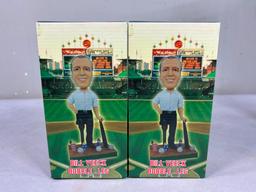 Group of Vintage Bobbleheads and Figures Veeck, Dunn, Owens, Frazier, and Banks