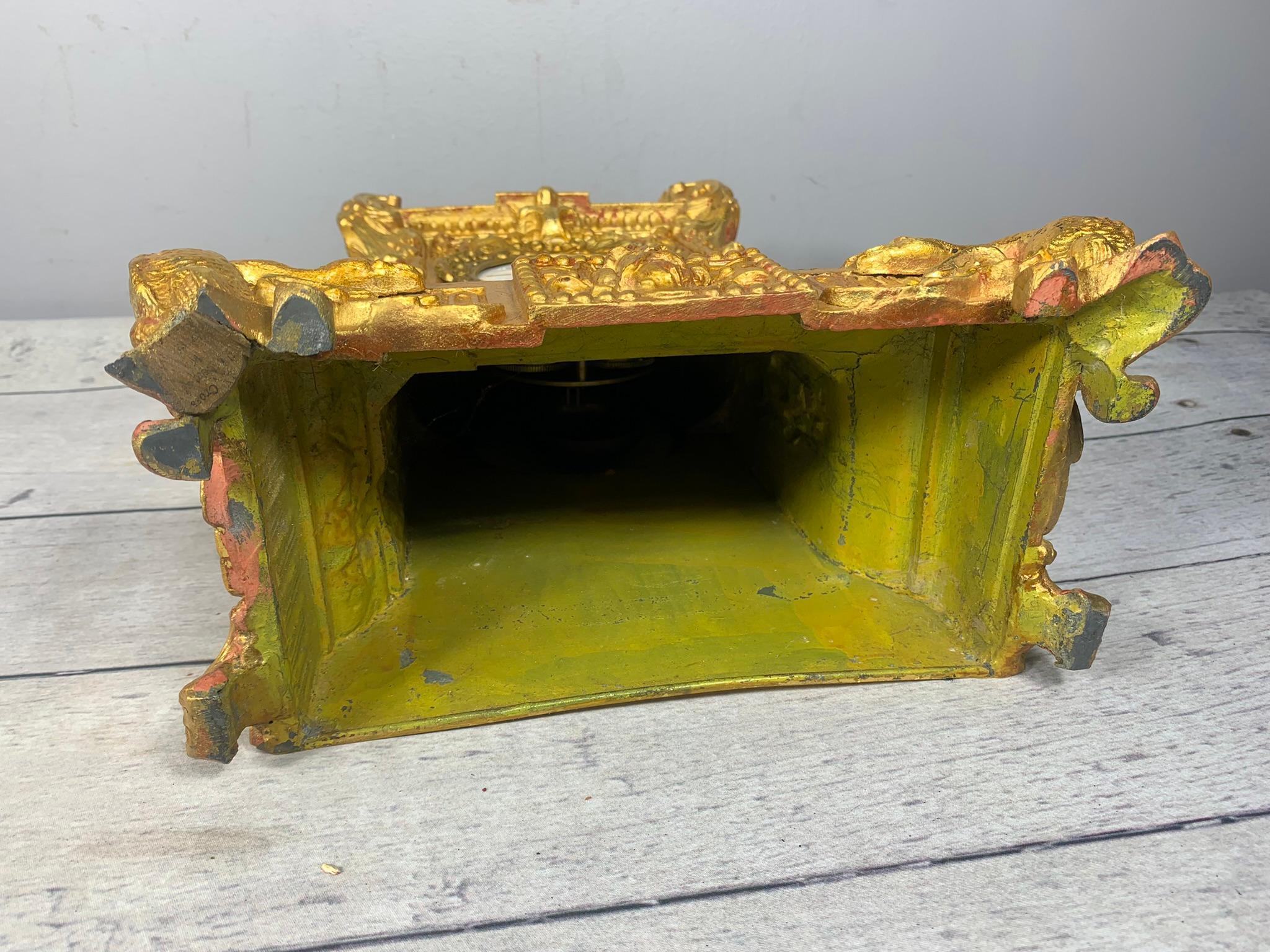 Gilt Cast Iron, Porcelain Face European Clock