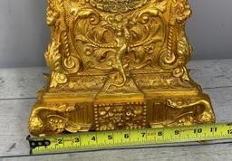 Gilt Cast Iron, Porcelain Face European Clock