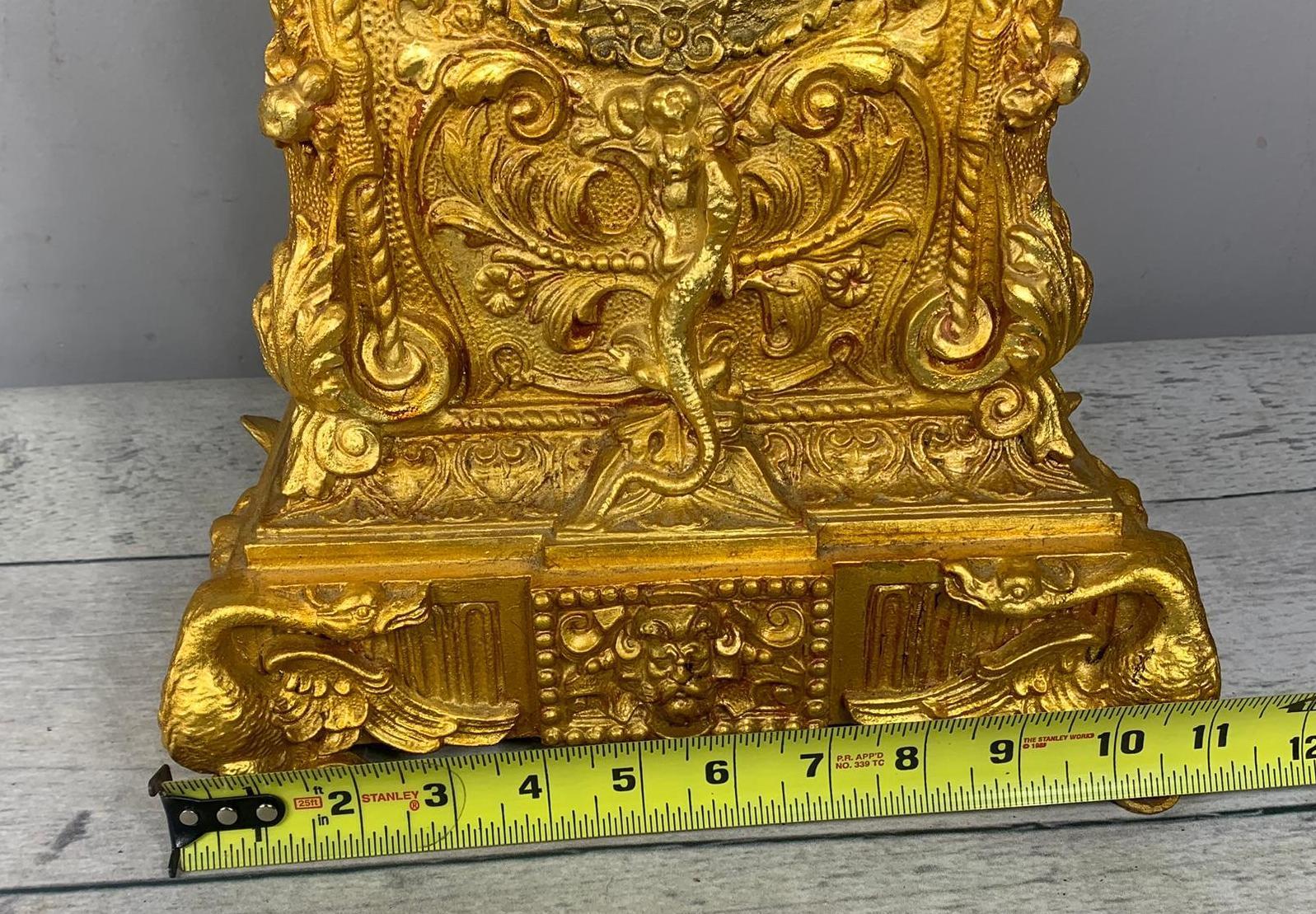Gilt Cast Iron, Porcelain Face European Clock