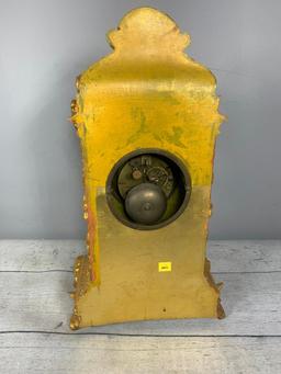 Gilt Cast Iron, Porcelain Face European Clock