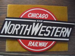 SIGNAL SIGN MASONITE REMAKE OF "CHICAGO NORTHWESTER RAILWAY" SIGN-VERY NICE