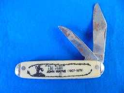 OLD "JOHN WAYNE" TWO BLADE POCKET KNIFE-SOME GRAPHICS