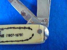 OLD "JOHN WAYNE" TWO BLADE POCKET KNIFE-SOME GRAPHICS