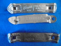 3 OLD HAMM'S BEER CAN OPENERS-ONE OF INTEREST MADE FOR "NEW ALUMINUM TOP CANS"