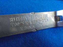 3 OLD HAMM'S BEER CAN OPENERS-ONE OF INTEREST MADE FOR "NEW ALUMINUM TOP CANS"