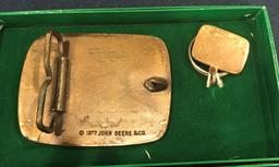 JOHN DEERE BRASS BELT BUCKLE AND KEY CHAIN--40 SERIES TRACTOR