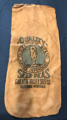 OLD FAITHFUL BRAND SEED PEAS BURLAP SACK