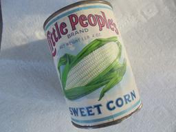 OLD 'LITTLE PEOPLE" SWEET CORN LABEL & CAN-GREAT ADVERTISING