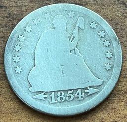 1854 United States Seated Liberty Quarter - With Arrows