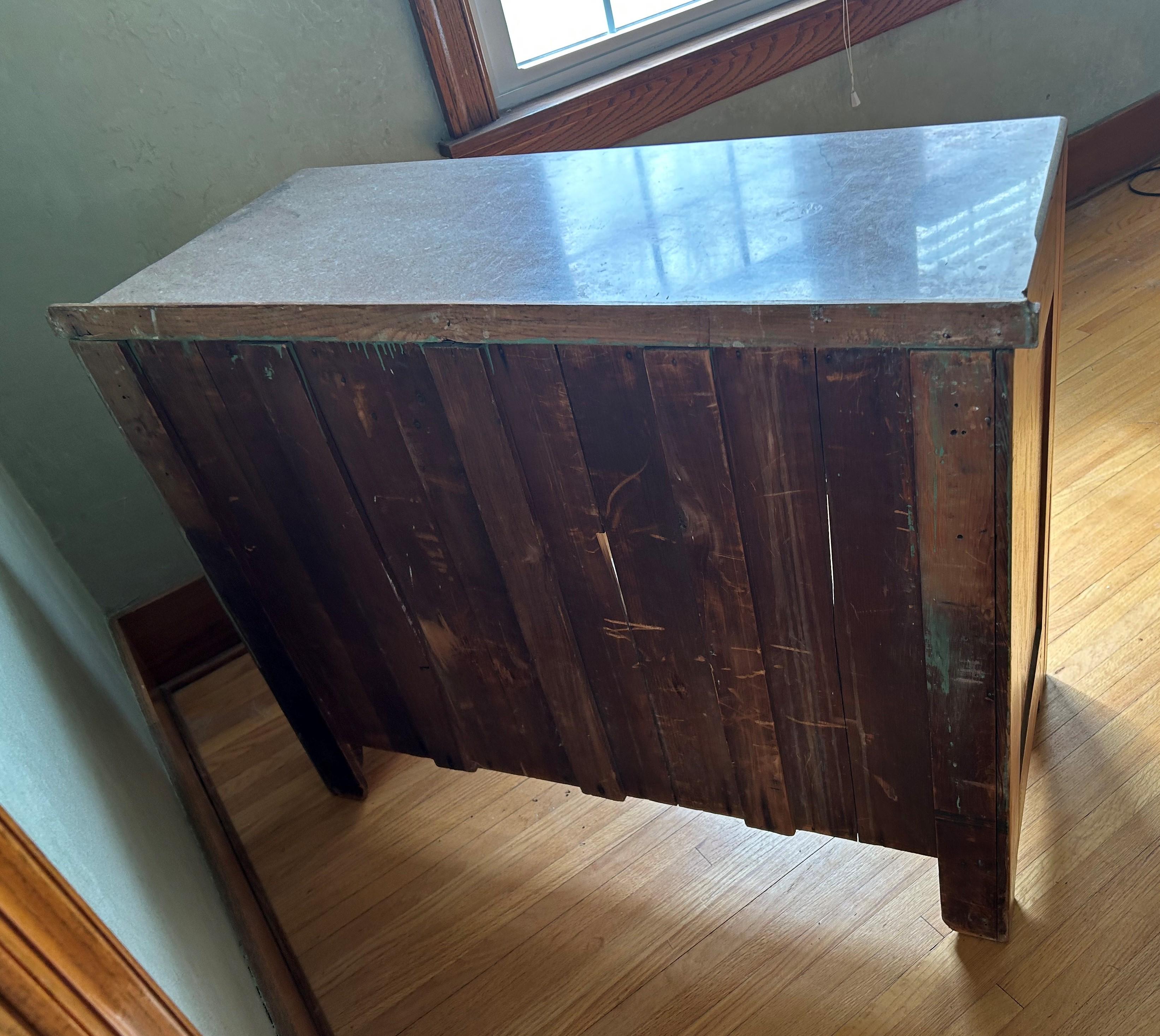 ANTIQUE THREE DRAWER CHEST OF DRAWERS - MARBLE TOP