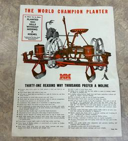 MINNEAPOLIS-MOLINE "WORLD CHAMPION CORN PLANTERS" - ADVERTISING FOLDOUT POSTER