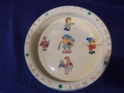 OLD "ABC" BABY DISH WITH CARTOON FIGURES