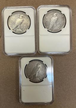 (3) 1922 Peace Silver Dollars